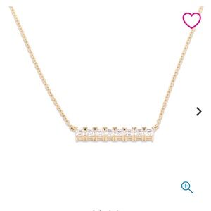 NIB Radiance 925 sterling Gold plated simulated 2ct diamond bar necklace 18
